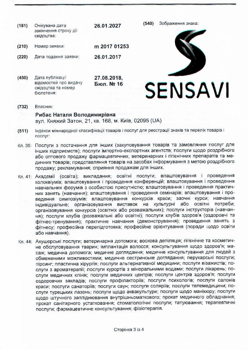 Торговий знак SENSAVI Торговий знак SENSAVI